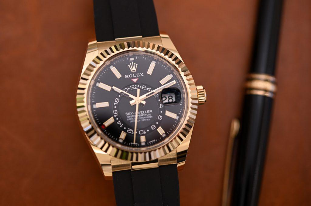 Rolex Sky Dweller Oysterflex Bracelet Yellow Gold Black Dial 326238 7