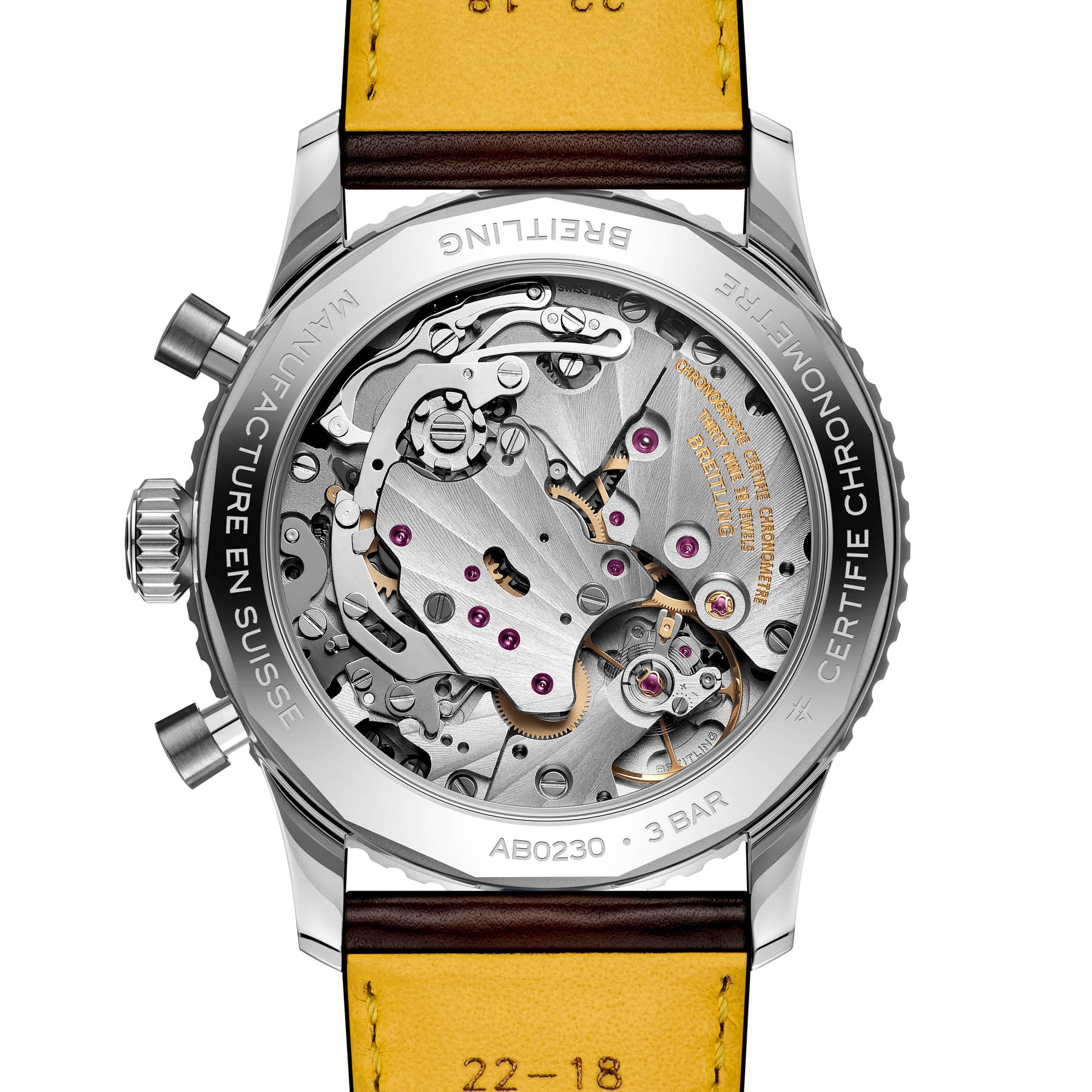 07 Breitling Navitimer B02 Chronograph 41 Cosmonaute AB0230211B1X Caseback RGB Breitling Navitimer B02 Chronograph 41 Cosmonaute AB0230211B1X1 case back and movement
