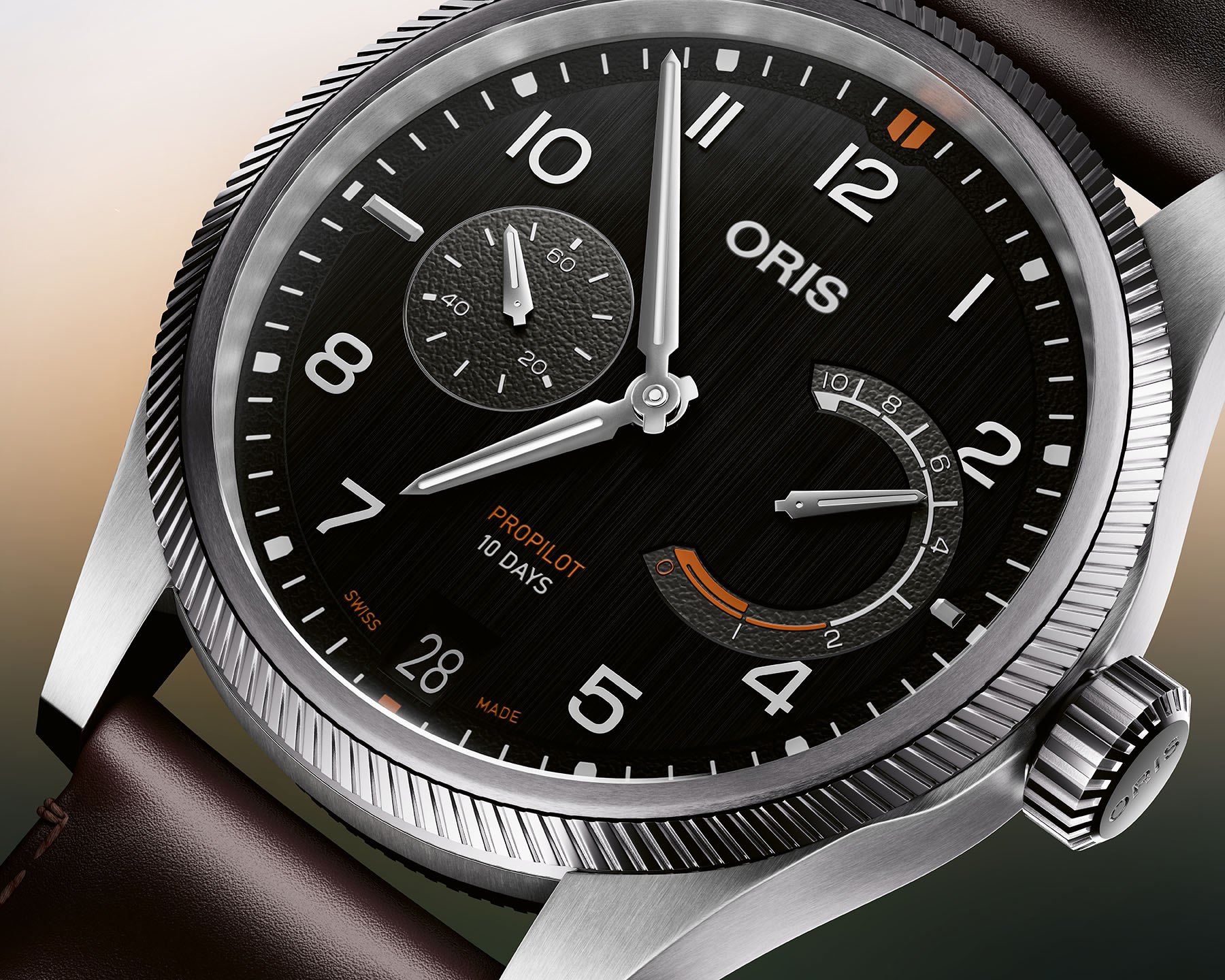 ORIS 01 111 7808 4164 07 6 20 19LC ProPilot Calibre 111 cus 02 Oris ProPilot Calibre 111 black dial up close