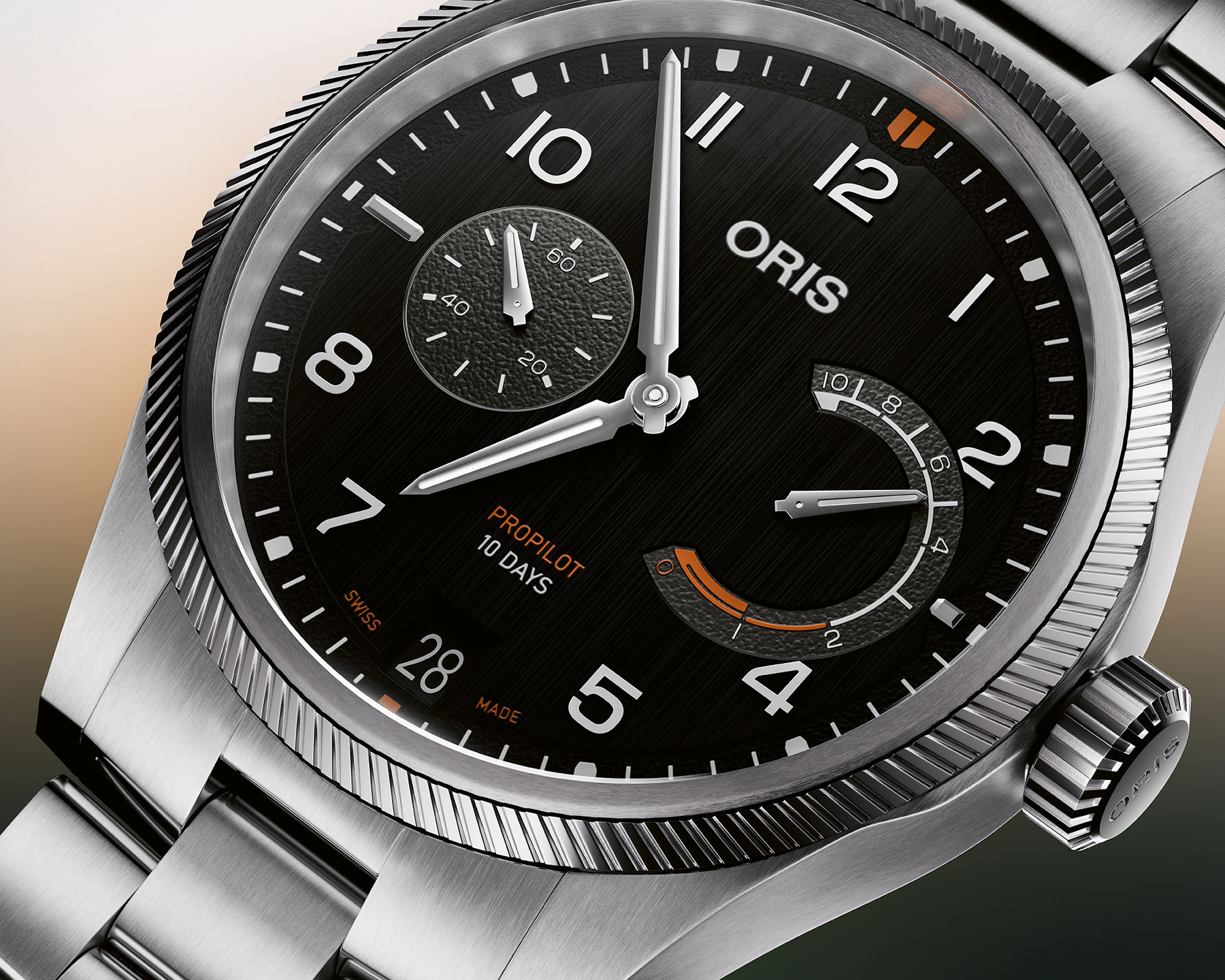 ORIS 01 111 7808 4164 07 8 20 04LC ProPilot Calibre 111 cus 02 Oris ProPilot Calibre 111 black dial up close